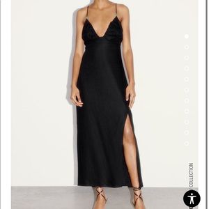Zara low cut black linen dress